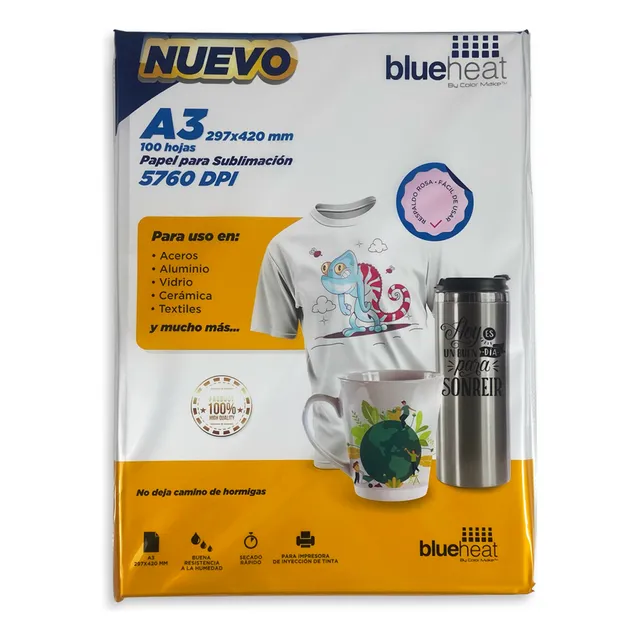 Papel Para Sublimación A3 Blue Heat 1000 Hojas 100 Gr