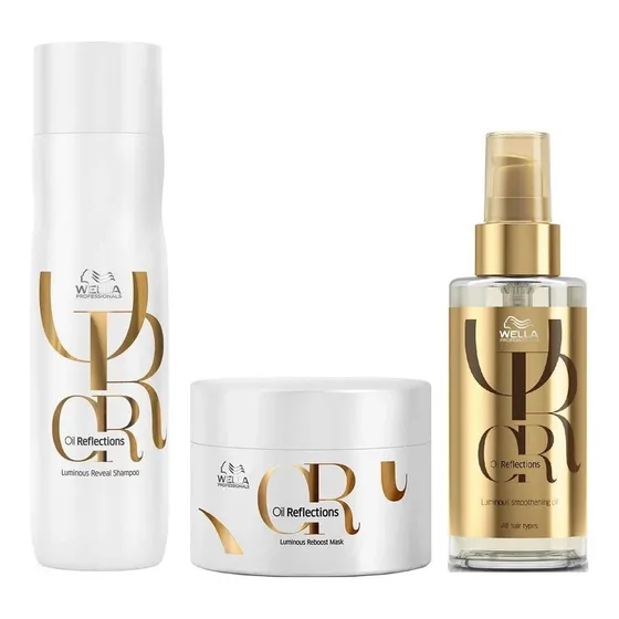 Kit Wella Oil Reflections Brillo Shampoo Máscara Y Aceite