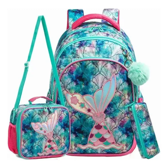 Morral Lonchera Y Cartuchera Cola De Sirena