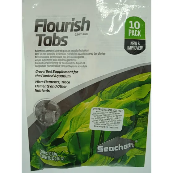 Fertilizante Para Plantas Flourish Tabs C/10 Tabs Sea Chem 