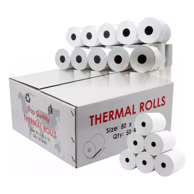  Caja 50 Rollos Papel Térmico 80mm X 80mm + Envío Gratis