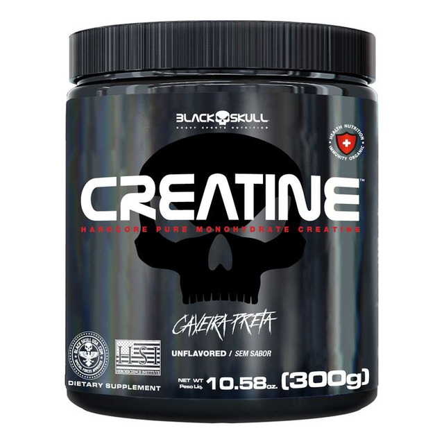 Creatina Pura Monohidratada 300g Pote Black Skull Sabor Sem Sabor Creatina Pura Monohidratada 300g Pote Black Skull Sabor Sem Sabor