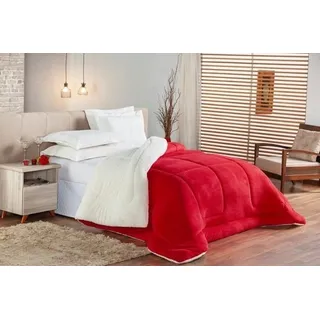 Coberdrom Edredom Sherpa LĂŁ Carneiro Dupla Face Casal Queen Cor Vermelho Coberdrom Edredom Sherpa LĂŁ Carneiro Dupla Face Casal Queen Cor Vermelho