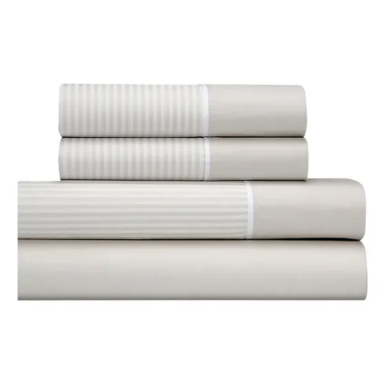 Juego de sábanas Cannon 200 hilos Classic beige con rayas full size 2 plazas 100% algodón