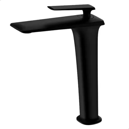 Torneira Monocomando Banheiro Luxo Toda Metal Maciço Nobre De Mesa Pia Cuba Petra Bica Alta Todo Preto Completa Lavabo - SOFTINOX