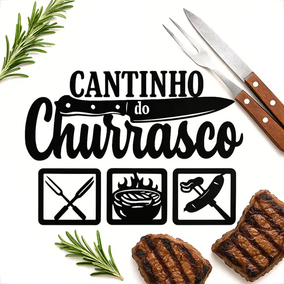 Plaquinha Cantinho Do Churrasco Churrasqueira Decoração Mdf Placa Decorativa - Grupo Paraíso Mdf
