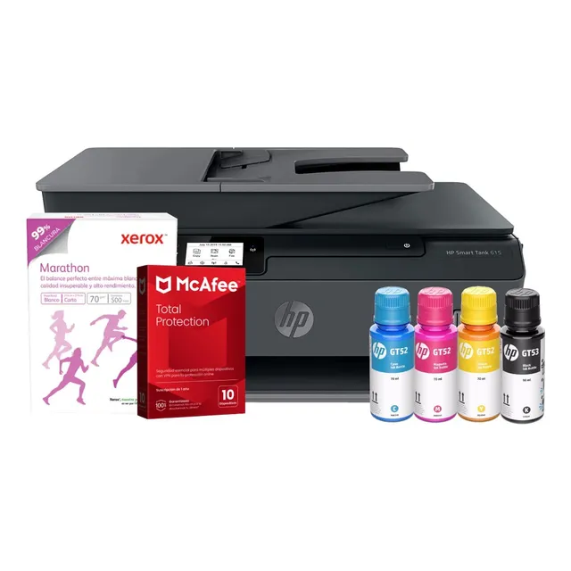 Multifunción Hp Smart Tank 615+papel+antivirus+kit Tintas Negro