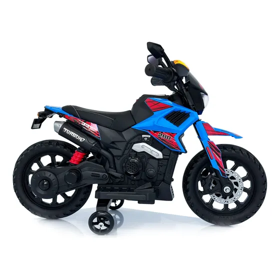 Moto Carro Recargable Electrica Montables Niños Llanta Apoyo Color Azul