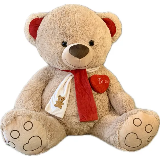 Oso De Peluche Gigante 1,40 En L Rosa Beige Corazón Te Amo 