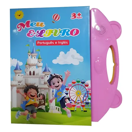Livro Interativo Bilingue Pt/en Com Som E Toque Para Criança Rosa