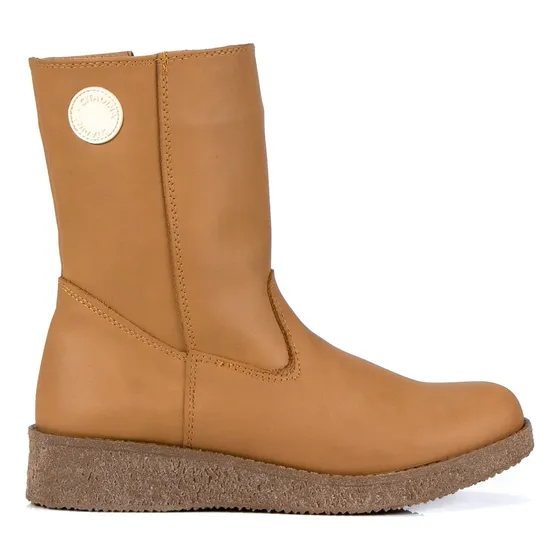 Bota Mujer Citadina Cuero Corderito Caña Media Cierre Kelby