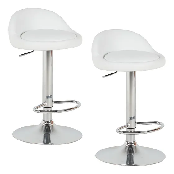 Set De 2 Sillas Barra Blancas Giratorias Y Altura Ajustable Acabado De La Estructura Acero Color Blanco