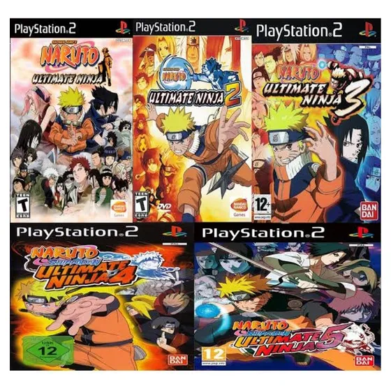 Naruto Completa 5 Jogos Cd Mídia Física Playstation 2