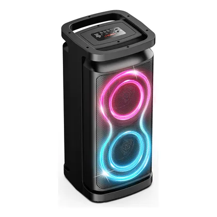 Caixa De Som Partybox Portátil Bluetooth 5.3 Karaoke Recarregável Luzes Rgb Tws 600w Boombox Baixo Pesado Mic Usb Tf Aux Preto 127/220v