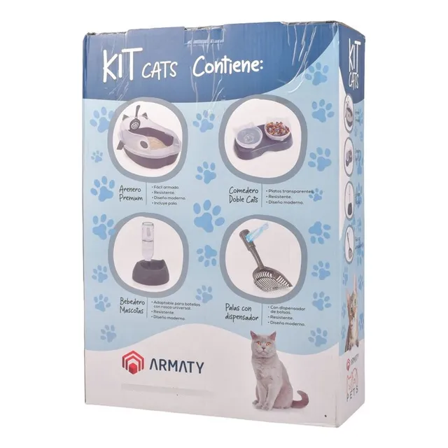 Kit Arenero Y Accesorios Para Gato, Bebedero, Plato, Pala