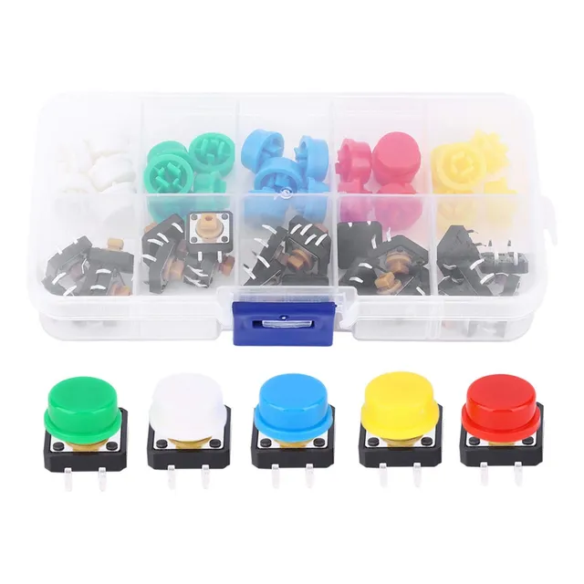 Kit X 25 Tact Switch Con Boton Colores Electronica Arduino