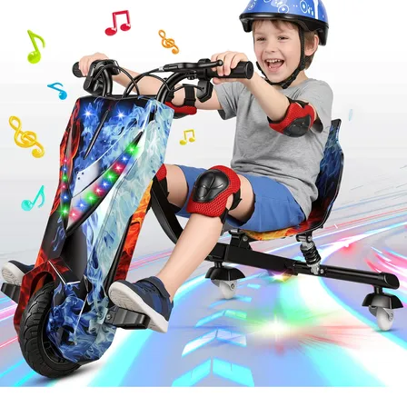 Patinete Triciclo Drift Elétrico 8'' Grande Bluetooth 20km/h Azul