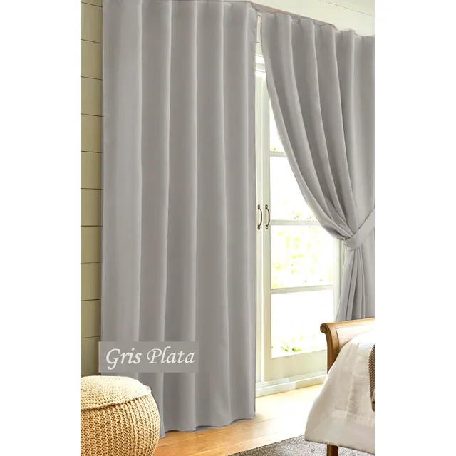 Juego Cortinas Blackout Engomado De 240cm Largo Bloquea 100%
