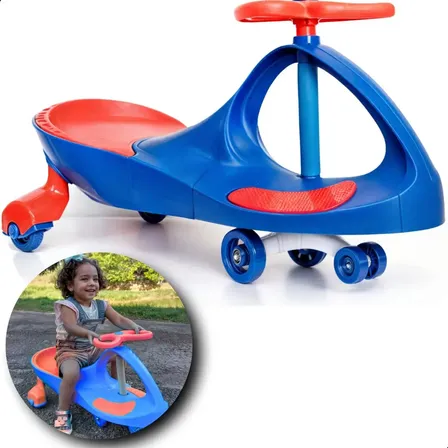 Carrrinho Super Car Que Gira 360º Manual Movimenta Criança Cor Azul