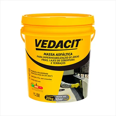 Massa Asfáltica Vedacit P/ Coberturas E Terraços 2 0 Kg Preto