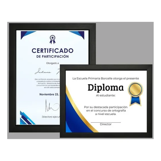 Marcos 2pz., Mica/vidrio Tamaño 21x28cm.diploma/carta Sm2622 Negro