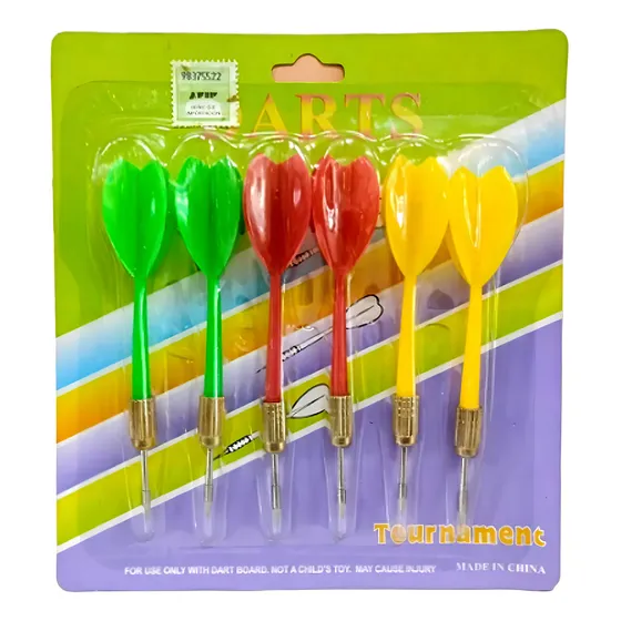Set De 6 Dardos En Blister Punta De Metal 11 Cm Color Surtidos Dardos Set