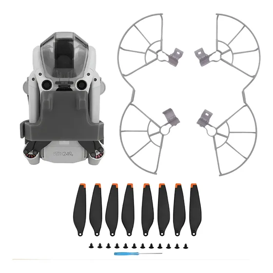 Pack Mini 4 Pro: 8 Hélices + Proteção Em Voo + Trava Braços
