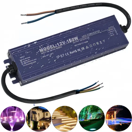 Transformador 150w De 110v A Dc12v Para Lámpara Piscina Led