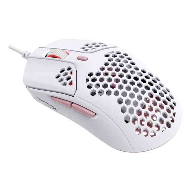 Mouse Gaming Hyperx Pulsefire Haste Diseño Ultraligero De Carcasa Hexagonal Blanco Y Rosa
