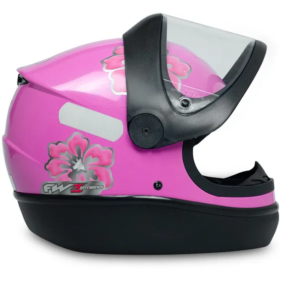 Capacete Para Moto Fw3 Automático Branco Rosa Tamanho 58