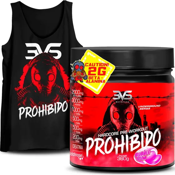 Pré Treino Prohibido Com 8 Ingredientes + Regata Preta 