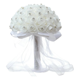 For Ramo De Novia Blanco Artificial De Cristal Rosa For Ramo De Novia Blanco Artificial De Cristal Rosa
