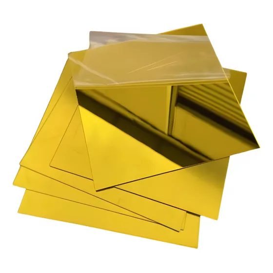 Espelho Chapa Acrílico Dourado 30cm X 30cm X 2mm