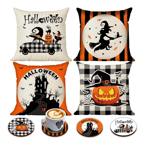 Juego 4estuche Almohada Halloween Espeluznante 4 18 Casa