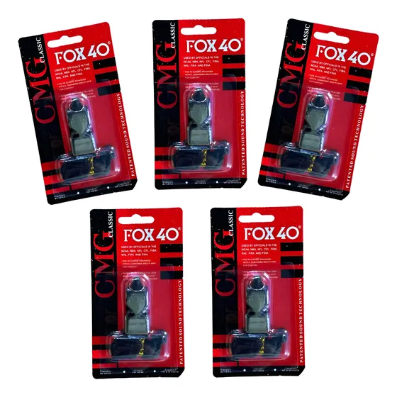 5x Apito Fox 40 Classic Cmg Preto Juiz Arbitro 5 Unidades