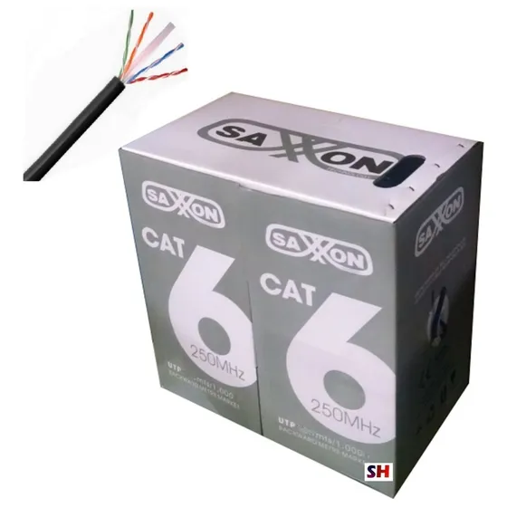 Cable Utp 100% Cobre Categoria 6 Color Negro Exterior 150mts