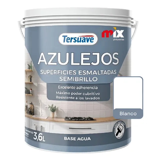 Pintura Azulejos Tersuave Latex Acrílico Blanco X 3,6 Lts