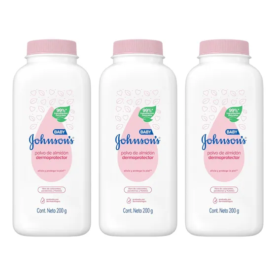 Pack X3 Polvo De Almidon Dermoprotector Johnsons Baby X200g