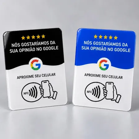 Placa Avaliação Nfc Incluso Google 10x12cm Acrílico - 10 Und