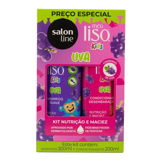 Salon Line Meu Liso Uva Kids Kit Shampoo E Condicionador