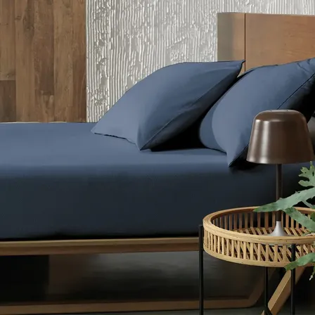 Jg De Cama Simples Malha 2pçs Solteiro King Azul Minimal