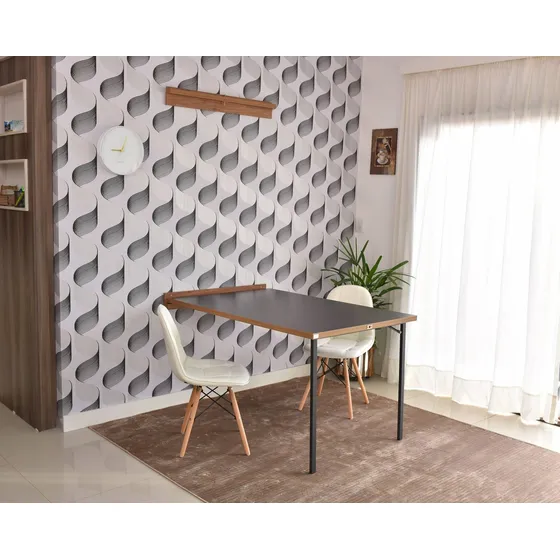 Mesa Retrátil De Parede 140x89 Preto/noronha Sem Cadeiras