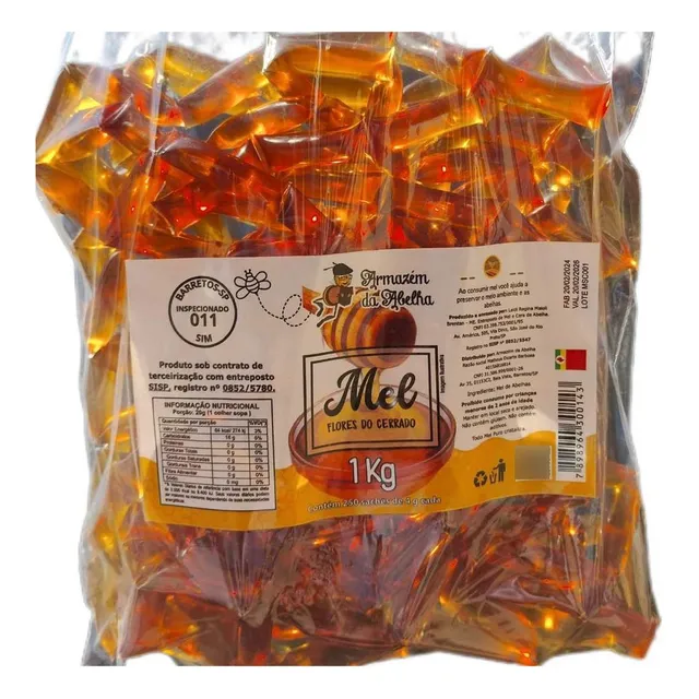 Pacote Sachês De Mel Puro - 1 Kg - Aprox. 240 Sachês