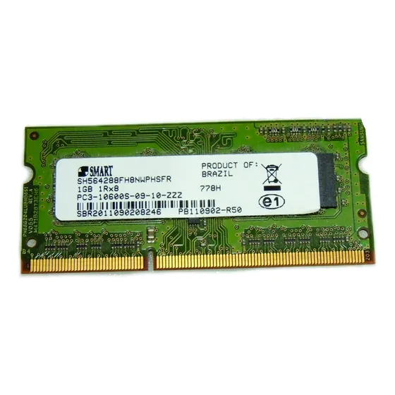 Memoria Smart Para Notebook 1gb 1rx8 Pc3-10600s 09 10 Zzz