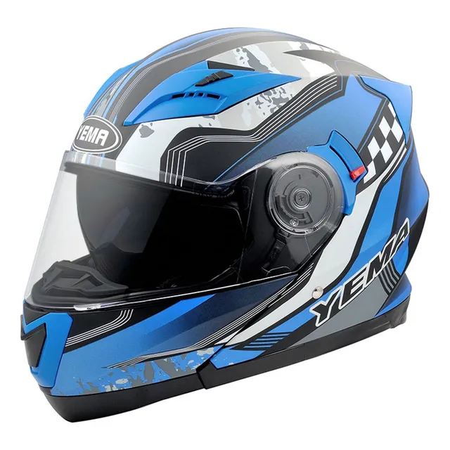 Yema Casco Abatible Para Moto Color Azul Maverick - Talla M