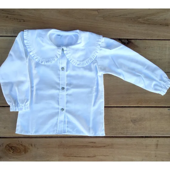  Blusa Tiki Niña Infantil Blanca Con Volados Talle 2 Al 12