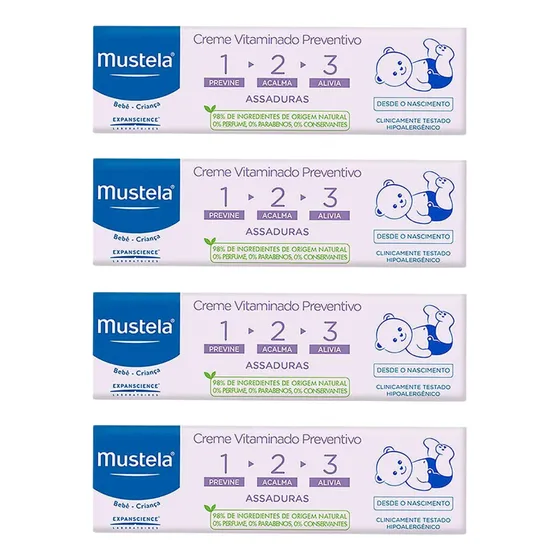 Kit 4un Creme Para Assaduras Mustela 123 108g