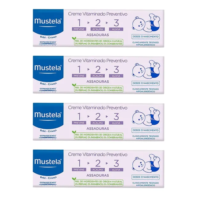 Kit 4un Creme Para Assaduras Mustela 123 108g
