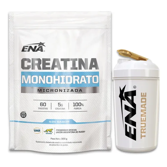 Combo Creatina Polvo Doypack 300g Ena Sport Con Shaker Ena Sabor Sin sabor