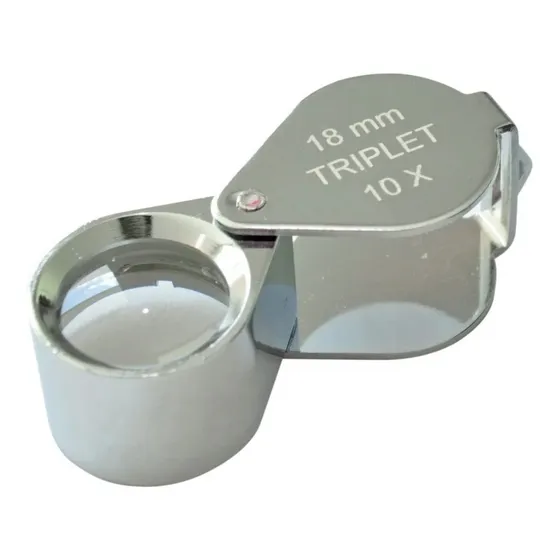 Lupa Triplet 10x 18mm Cromada Para Joyero Con Estuche